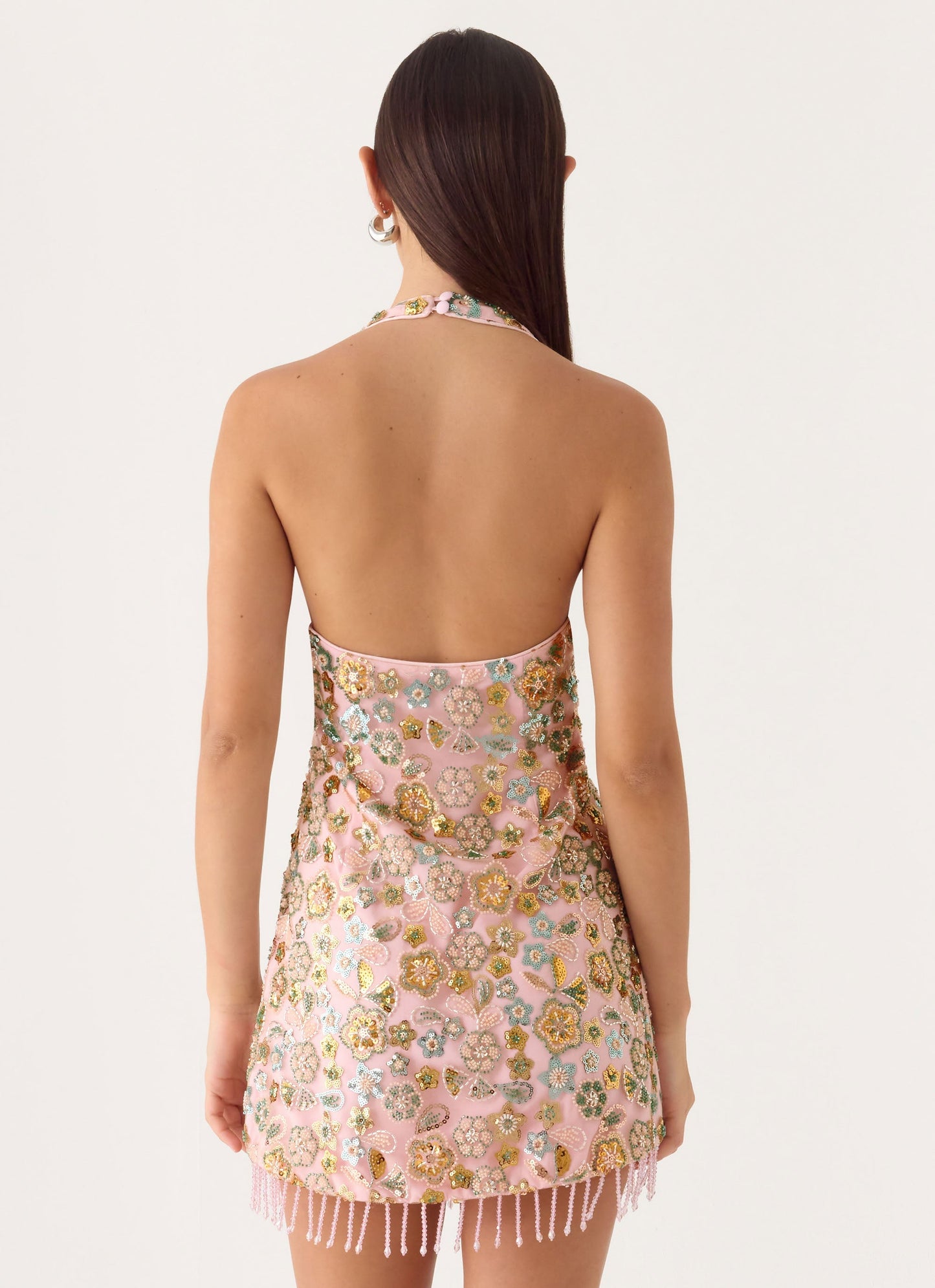 Ellerie Mini Beaded Dress - Pink
