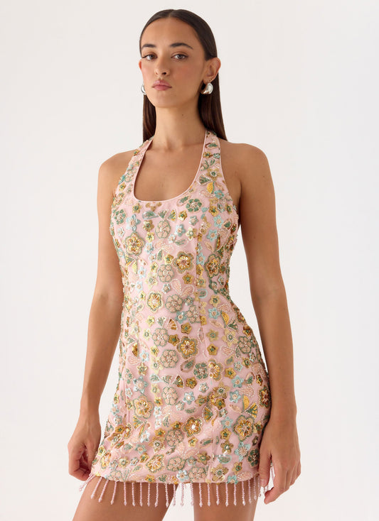 Ellerie Mini Beaded Dress - Pink
