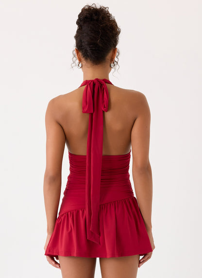 Esme Mini Dress - Magenta Red