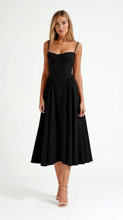 Odete - Midi Dress with Structured Bodice