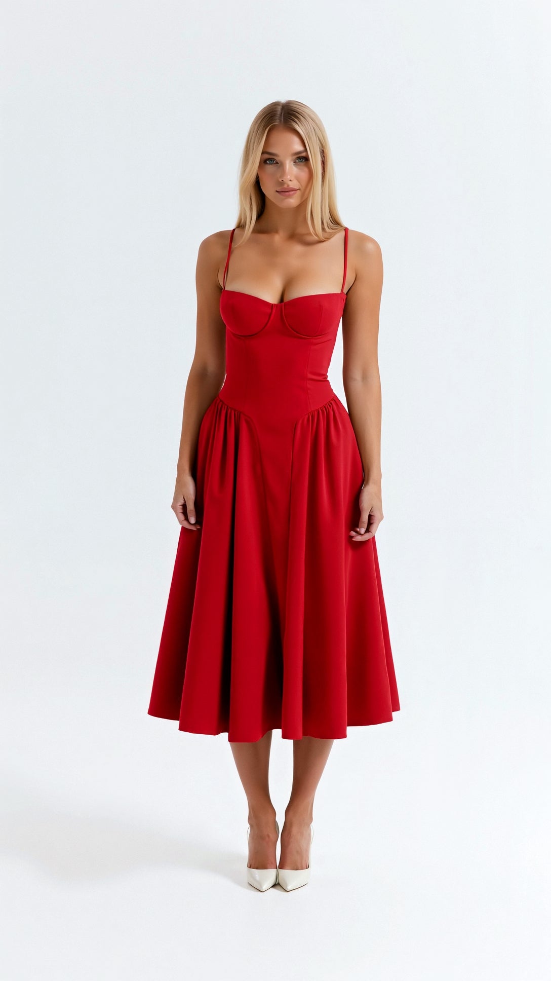 Odete - Midi Dress with Structured Bodice