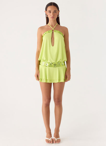 Gala Mini Sequin Dress - Lime