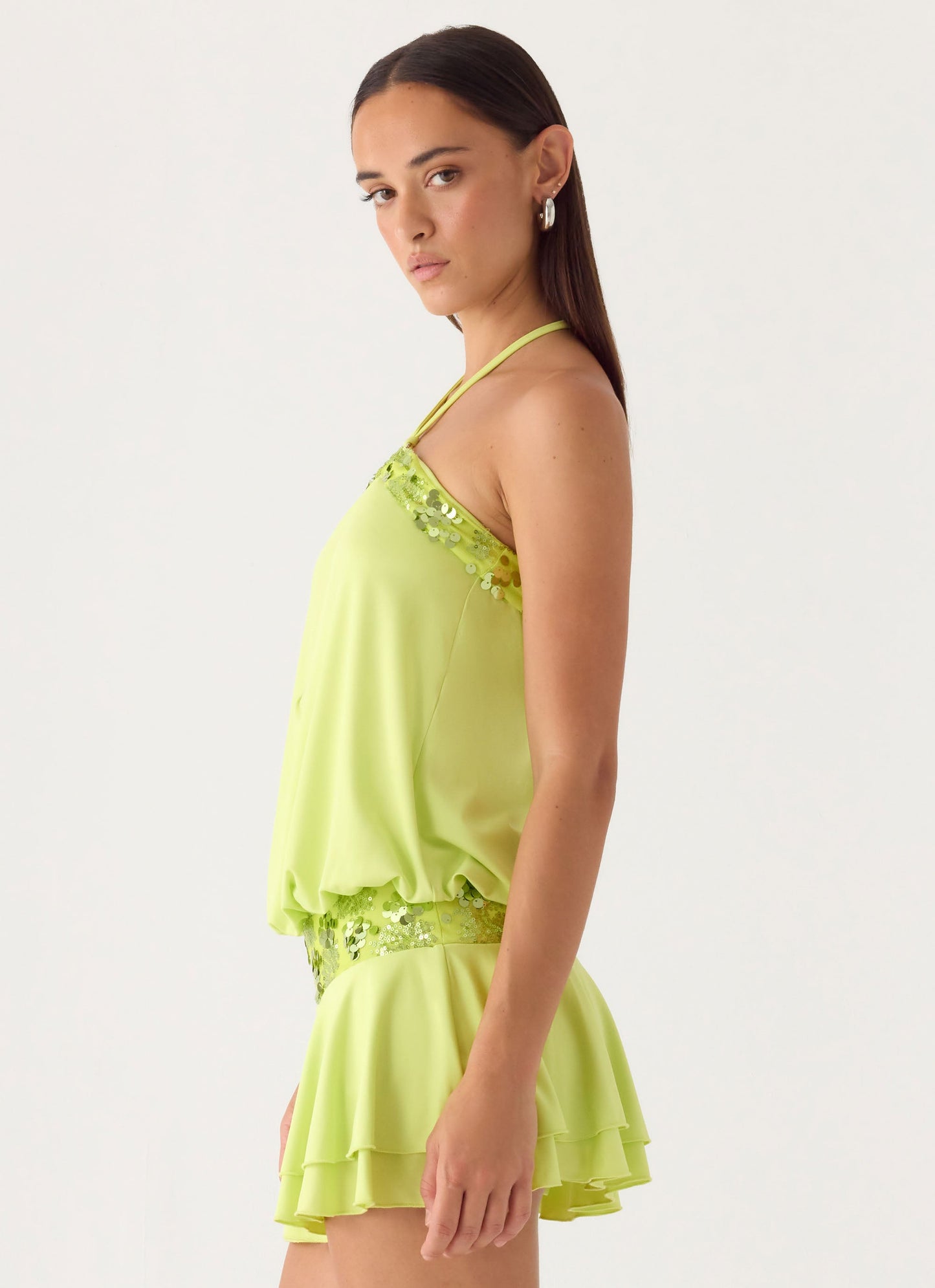 Gala Mini Sequin Dress - Lime