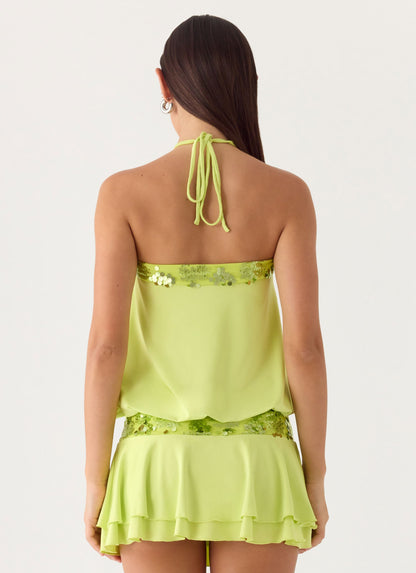 Gala Mini Sequin Dress - Lime