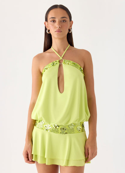 Gala Mini Sequin Dress - Lime