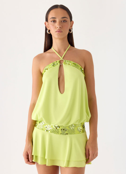 Gala Mini Sequin Dress - Lime