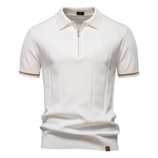 Medio Zíper Polo con Textura Vertical