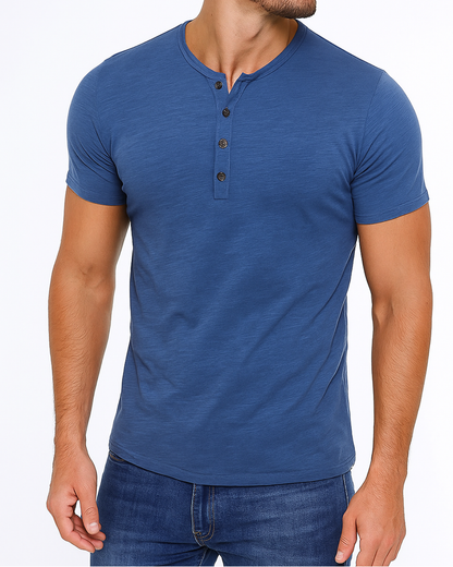 Camisa Henley con Cuello de Botones