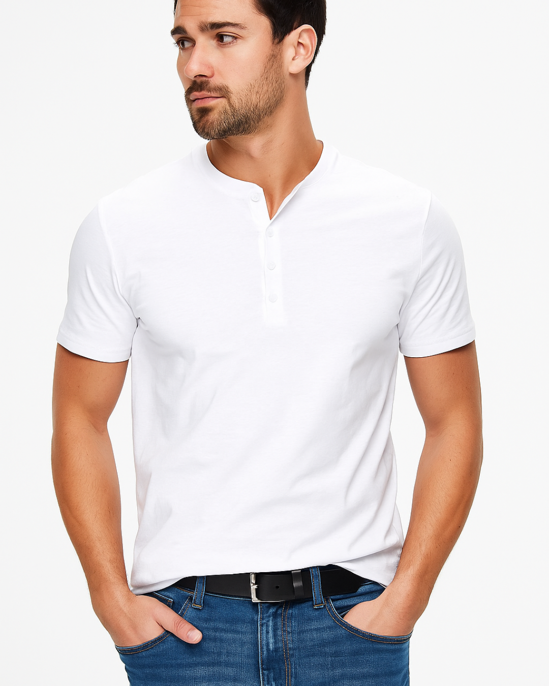 Camisa Henley con Cuello de Botones