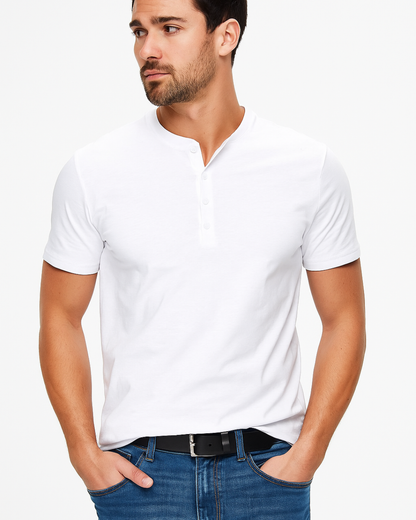 Camisa Henley con Cuello de Botones