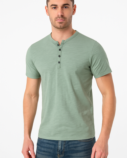 Camisa Henley con Cuello de Botones