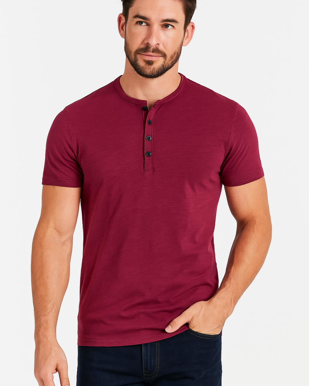 Camisa Henley con Cuello de Botones