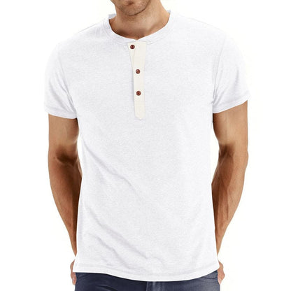 Camisa T-Shirt Henley - Confortável Malha com Gola