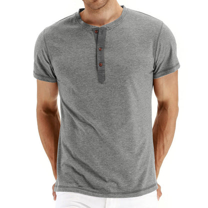 Camisa T-Shirt Henley - Confortável Malha com Gola