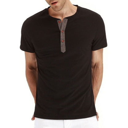 Camisa T-Shirt Henley - Confortável Malha com Gola