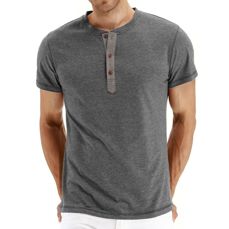 Camisa T-Shirt Henley - Confortável Malha com Gola