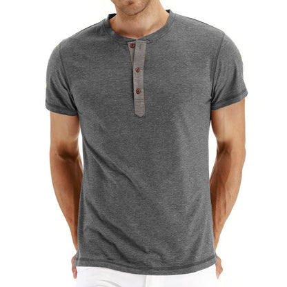 Camisa T-Shirt Henley - Confortável Malha com Gola