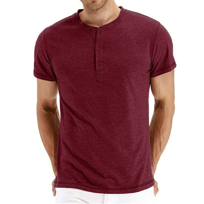 Camisa T-Shirt Henley - Confortável Malha com Gola