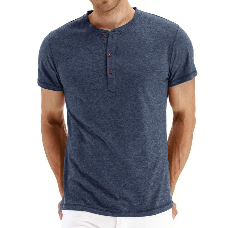 Camisa T-Shirt Henley - Confortável Malha com Gola