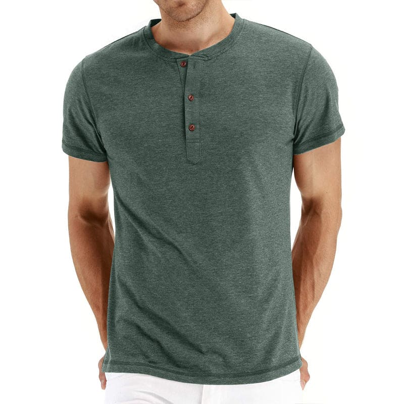 Camisa T-Shirt Henley - Confortável Malha com Gola