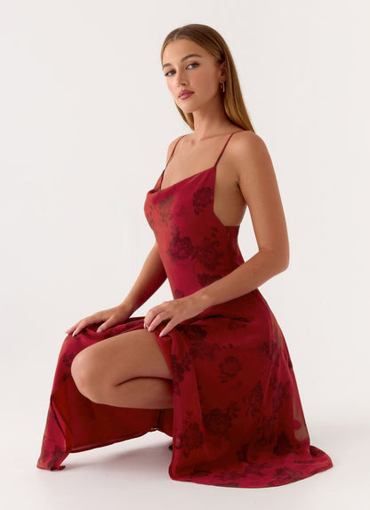 Jasiel Midi Dress - Cherry Pink
