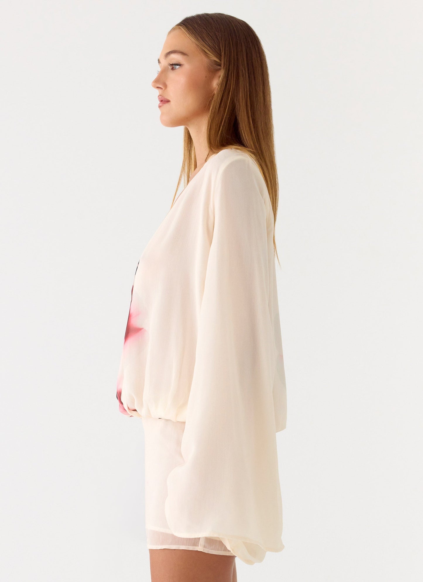 Vestido Mini de Manga Longa Junia - Estampa Velvet Bloom