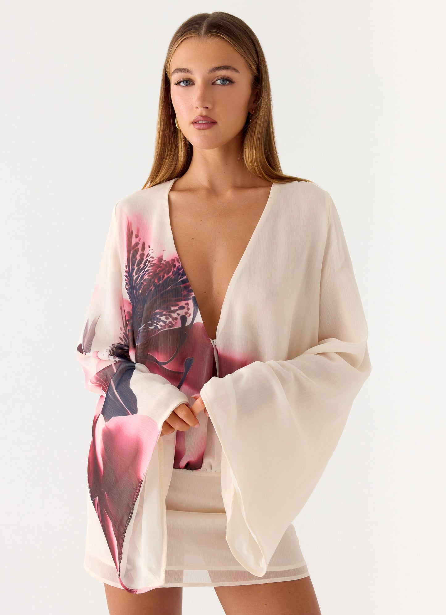 Vestido Mini de Manga Longa Junia - Estampa Velvet Bloom