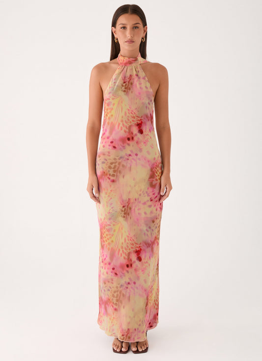 Maxi Chiffon Dress Keena - Botanical Print