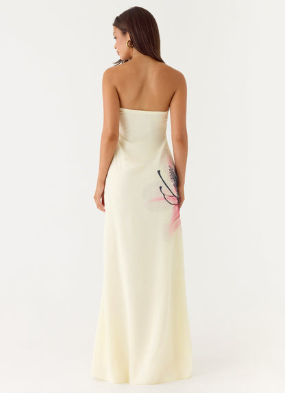Vestido Maxi Sem Alças Lariettea - Veludo Floral