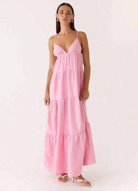 Maxi Vestido de Linho Lotty - Cor Rosa