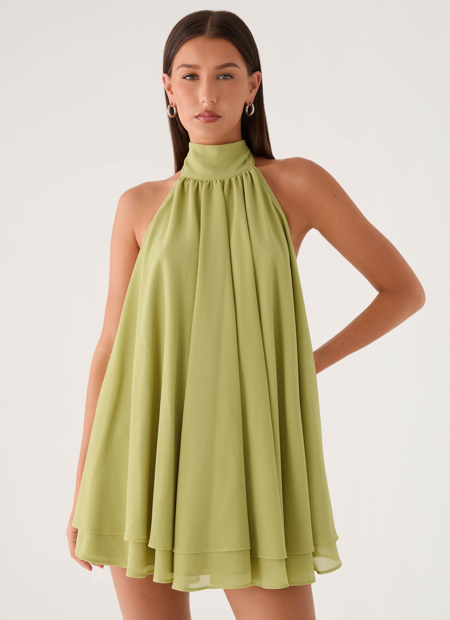 Lyrah Mini Halter Dress - Lime