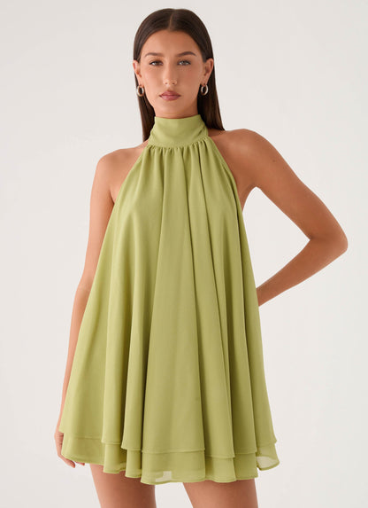 Lyrah Mini Halter Dress - Lime