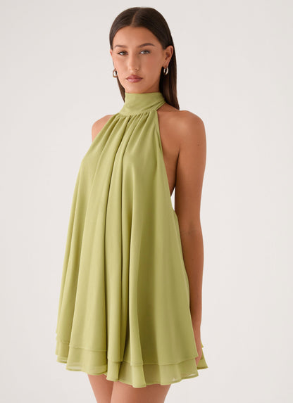 Lyrah Mini Halter Dress - Lime