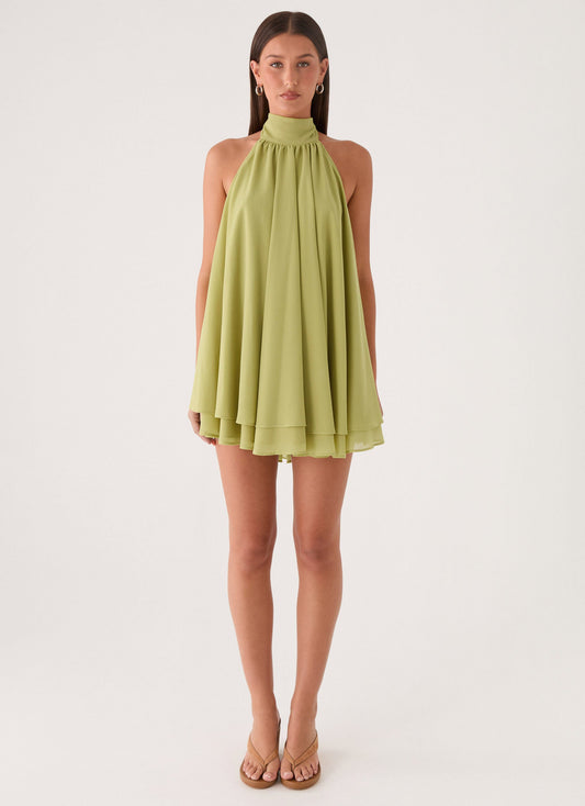 Lyrah Mini Halter Dress - Lime