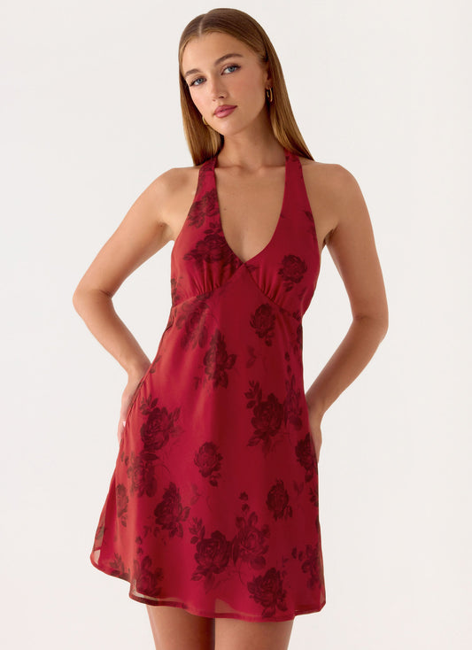 Vestido Mini Magnolia - Cor Rosa Cereja