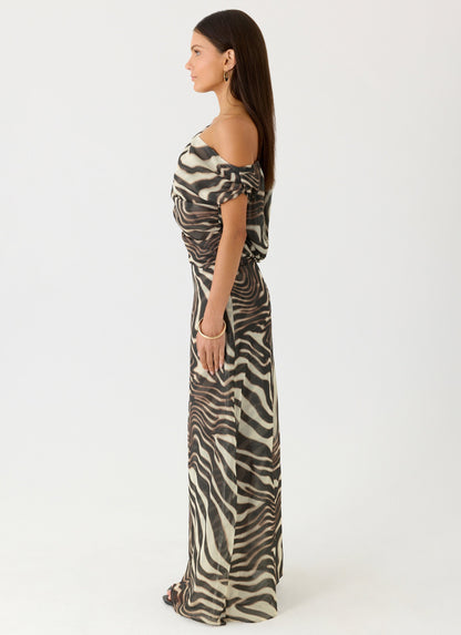 Maxi Dress with Zebra Print