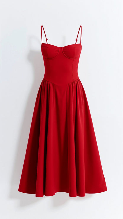 Odete - Midi Dress with Structured Bodice