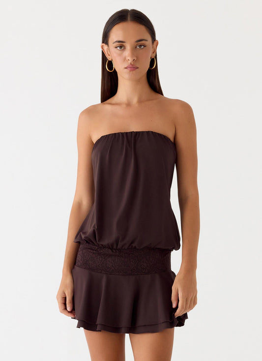 Vestido Mini Noreen Sem Alças - Chocolate Torte