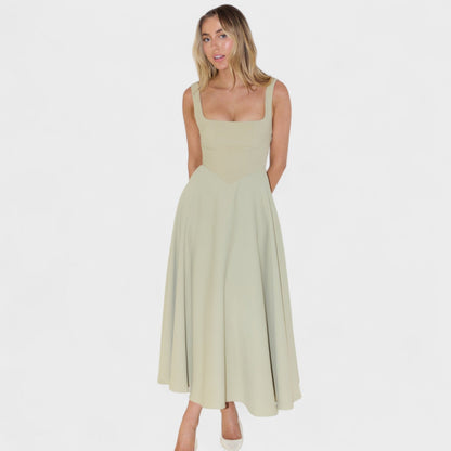 Maribel - Midi Dress with Square Neckline
