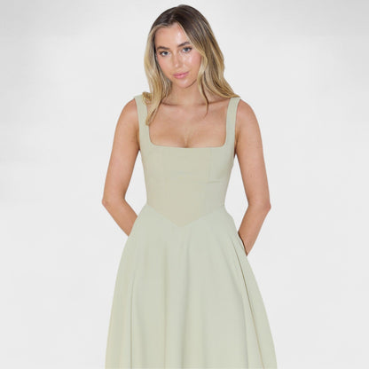Maribel - Midi Dress with Square Neckline