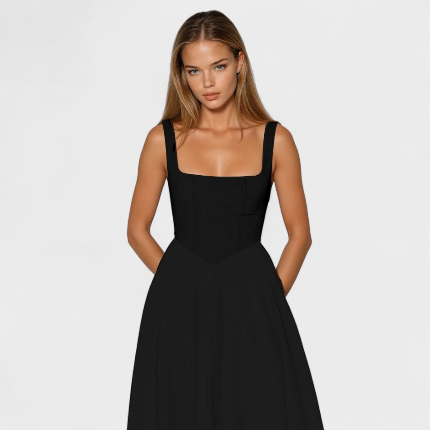 Maribel - Midi Dress with Square Neckline