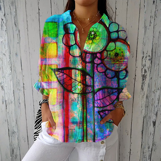 Bernadete - Artful Floral Blouse