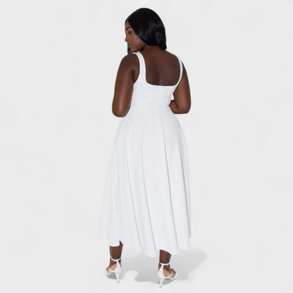 Maribel - Midi Dress with Square Neckline