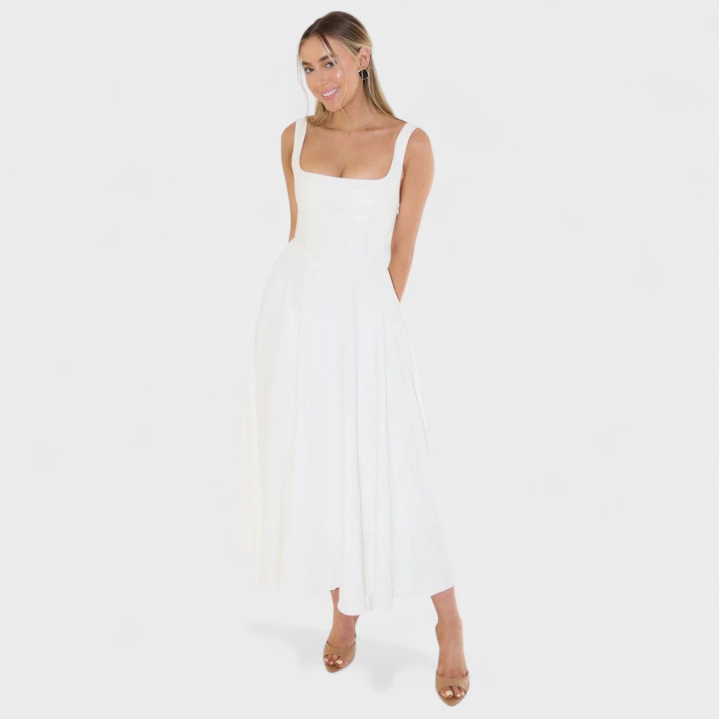 Maribel - Midi Dress with Square Neckline