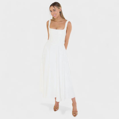 Maribel - Midi Dress with Square Neckline