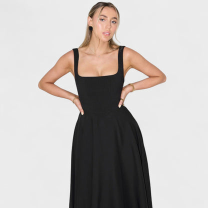 Maribel - Midi Dress with Square Neckline