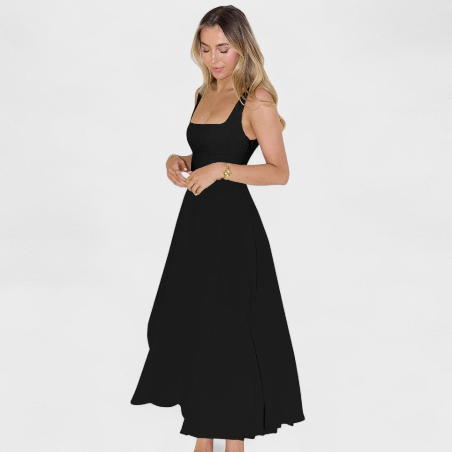Maribel - Midi Dress with Square Neckline