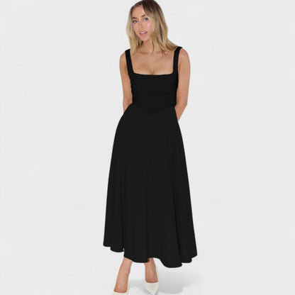 Maribel - Midi Dress with Square Neckline