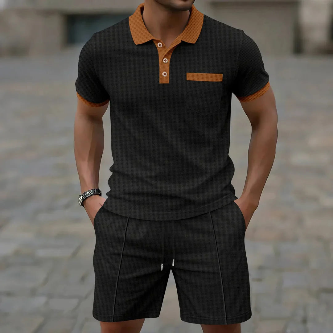 Waffle Fabric Polo Set