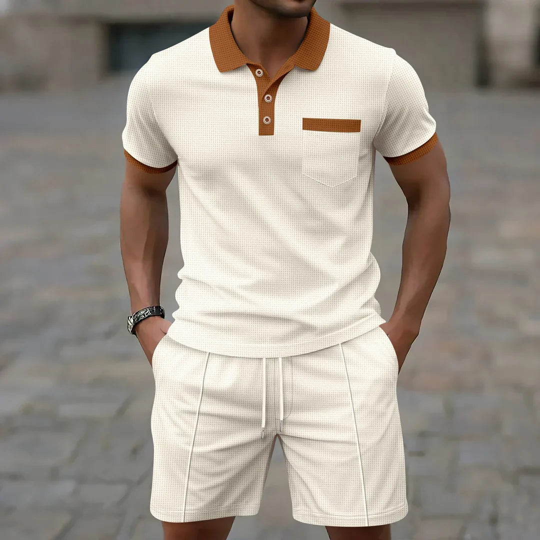 Waffle Fabric Polo Set